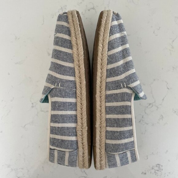 TOMS Alpargata Rope Slip On Stripe Recycled Canvas Shoe Blue Off Wht Sz 9 NWOT - Picture 4 of 13
